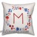 August Grove Ciocca Floral Monogram Wreath Indoor/Outdoor Throw Pillow DDCG5090